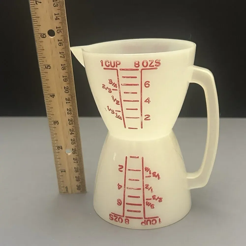Vintage Tupperware Wet and Dry Twin Measuring Double 1 Cup/8 oz Red Letters
